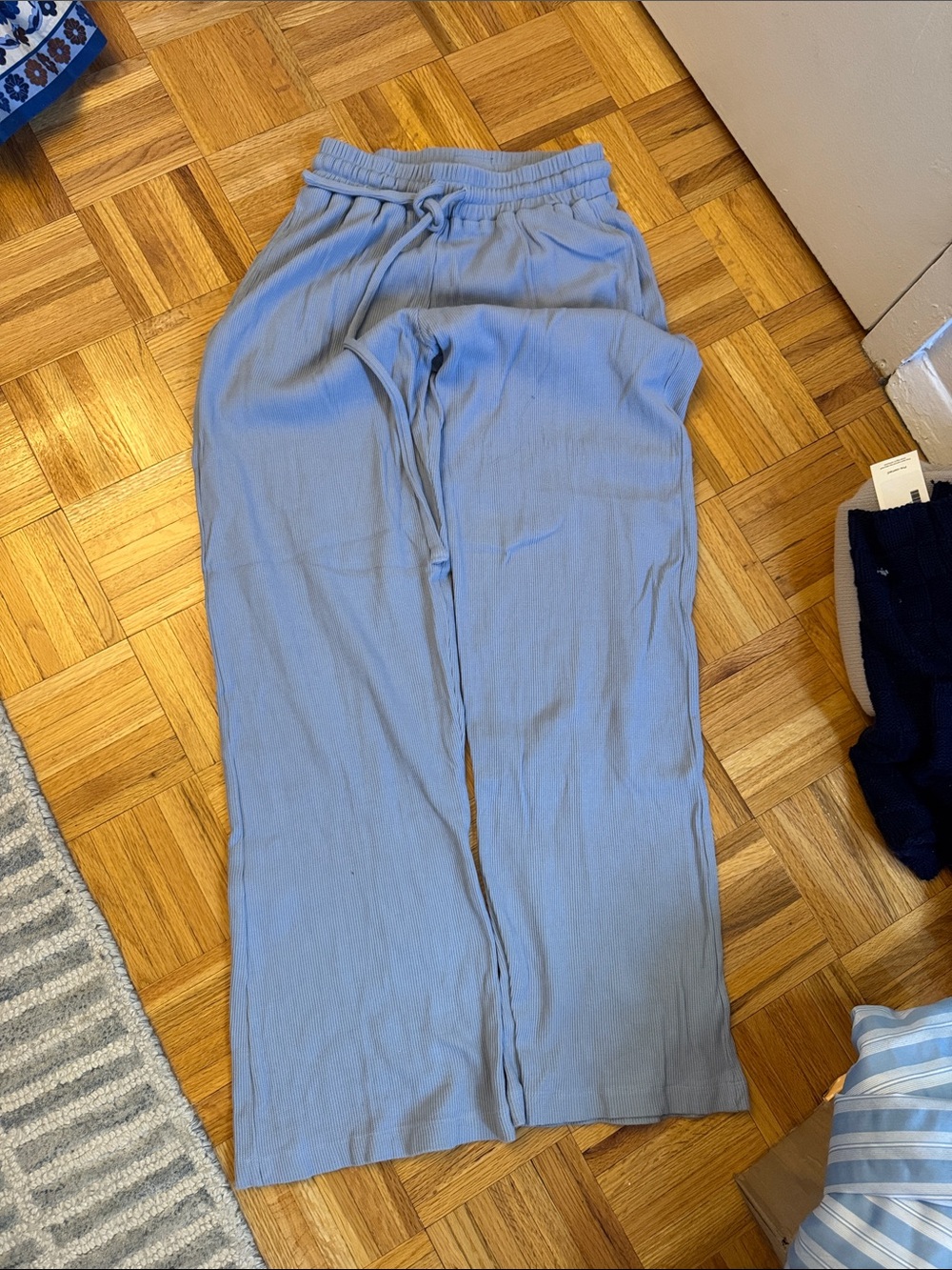 Daily Drills Mist Blue Thermal Wide-Leg Sweatpants